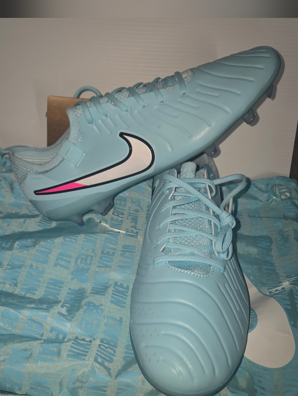 Nike Tiempo Legend Elite Light Blue and Pink Soccer Cleats